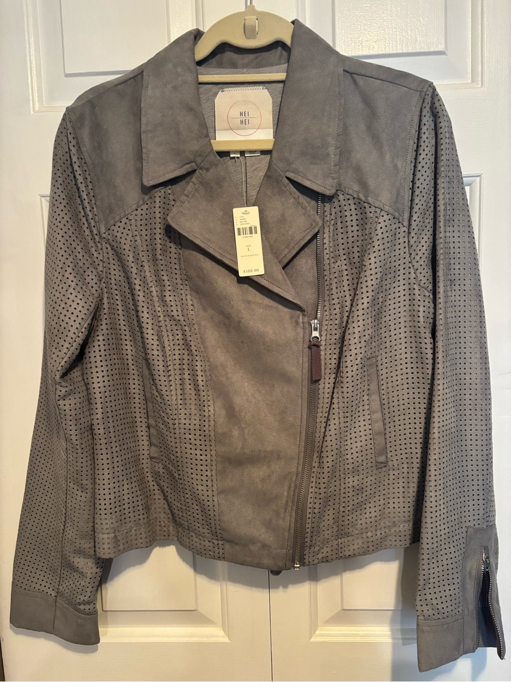 NWT Anthropologie Perforated Suede Moto Jacket - Gray